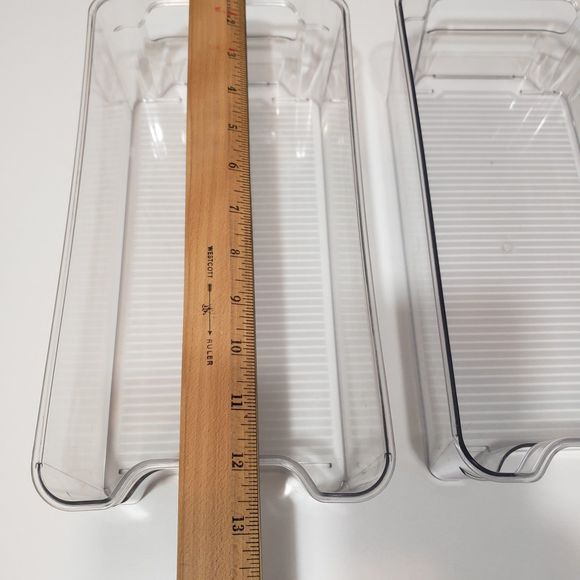 Set of 2 Clear Refrigerator, Pantry Food, Snack Storage Organizers; Approx. 12x6 - Picture 4 of 5